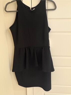 Bar III Black Sleeveless Peplum Mini Dress